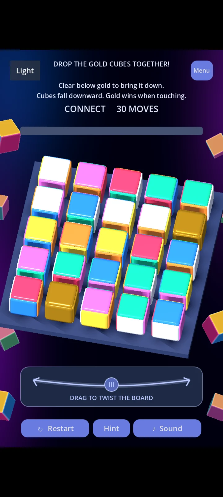 Actual CubeFizz Retro gameplay with colorful 3D cubes